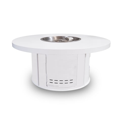 The Outdoor Plus 36 Round Mabel Fire Table, Powder Coated Metal, Silver Vein, Spark Ignition w/Flame Sense, Liq. Propane OPT-MABPC36FSEN-SLV-LP